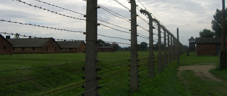 Barbed wire fence, Auschwitz, Poland
