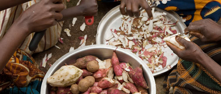Preparation of Sweet Potatoes, a staple food in Burundi