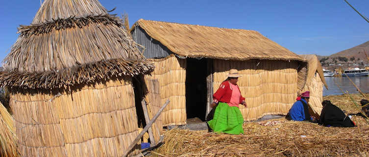 Reed islands on Peru's Lake Titicaca