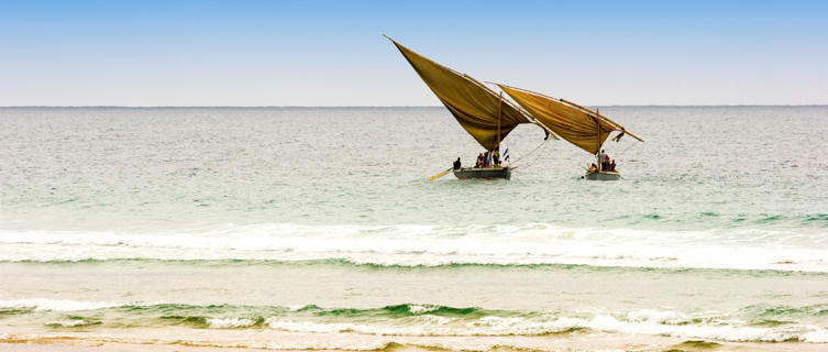 Traditional dhow boats off Mozambique